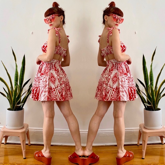 Handmade vintage fabric top & skirt set XS - Picture 2 of 5